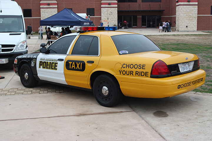 On display was a half cop car/half taxi that showed the students they are in control of their choices.