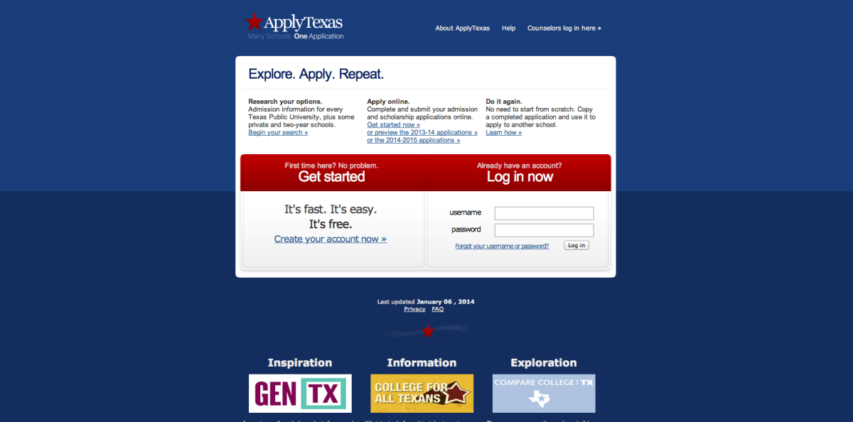 The first step in the dual credit application process is completing the Apply Texas application online.