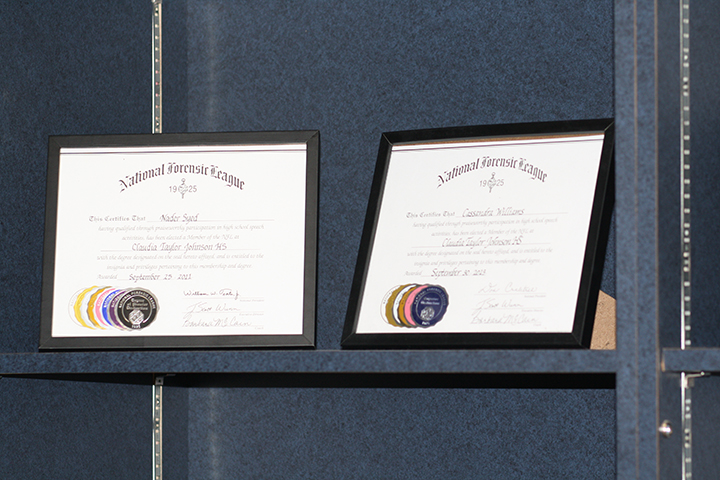 Johnson students National Forensic League certificate 