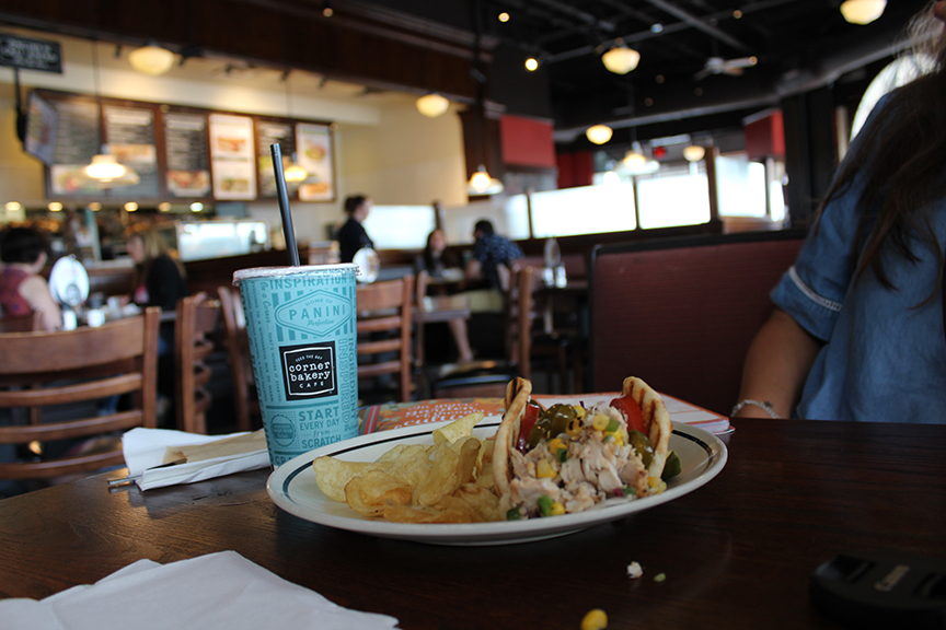 With its alluring appearance, Corner Bakery sets the mood for studying.