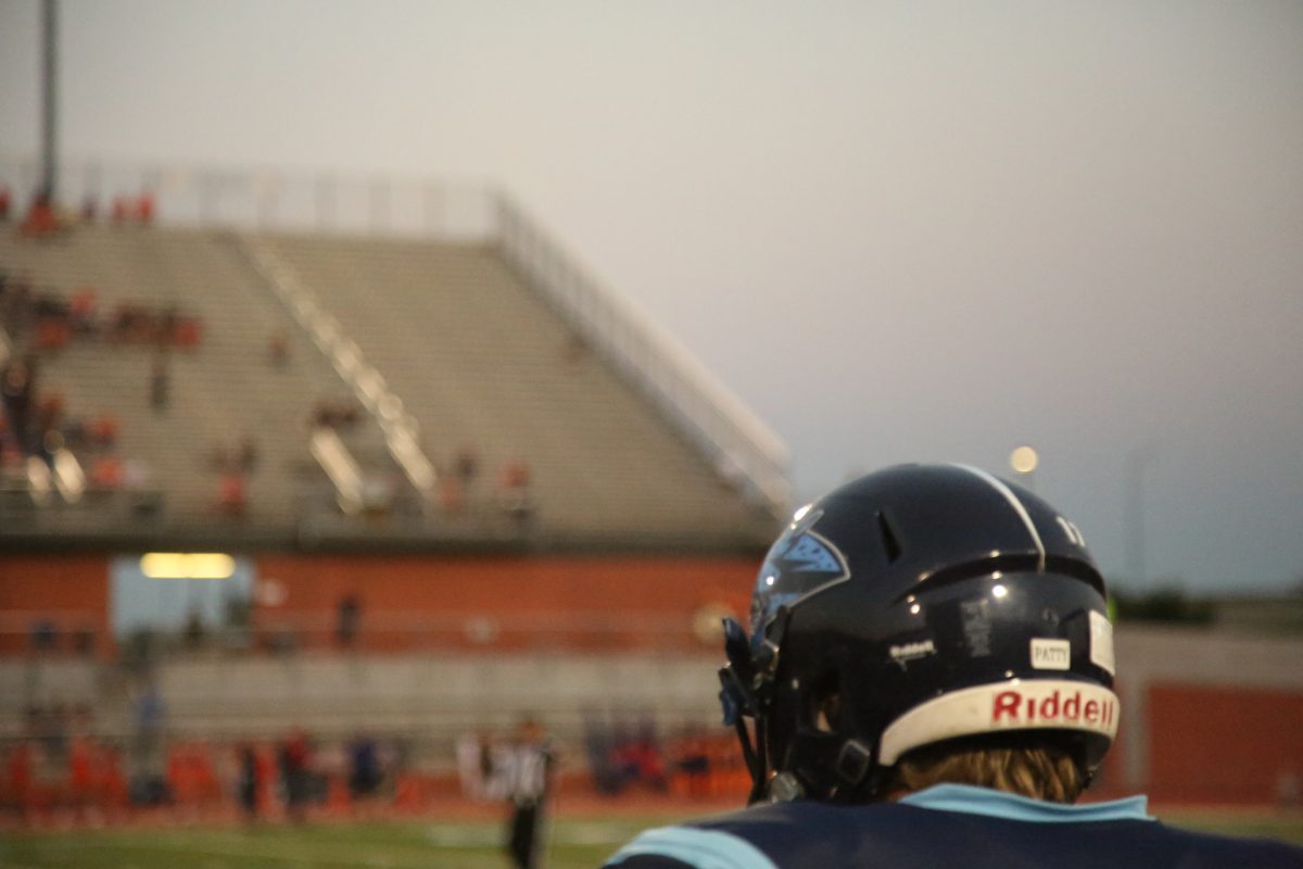 Johnson football player getting in the right mindset before the Brandeis game.