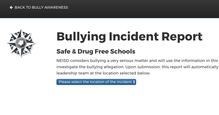 NEISD bullying site screenshot