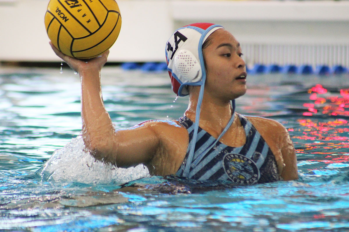 Lauren Taylor Fuentespina at the Reagan water polo game; the Johnson Jaguars beat the Rattlers 24 to 10.